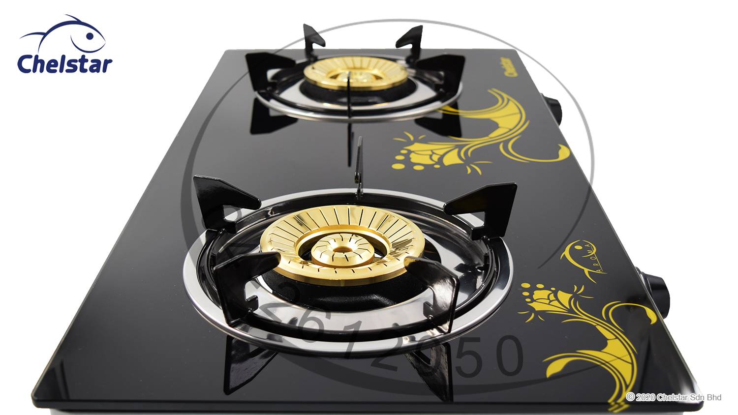 Chelstar Double Burner Glass Table Top Stove / Gas Cooker CGT328K (Flora)