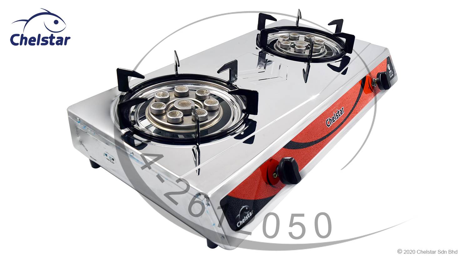 Chelstar Stainless Steel Double Burner Table Top Stove / Gas Cooker