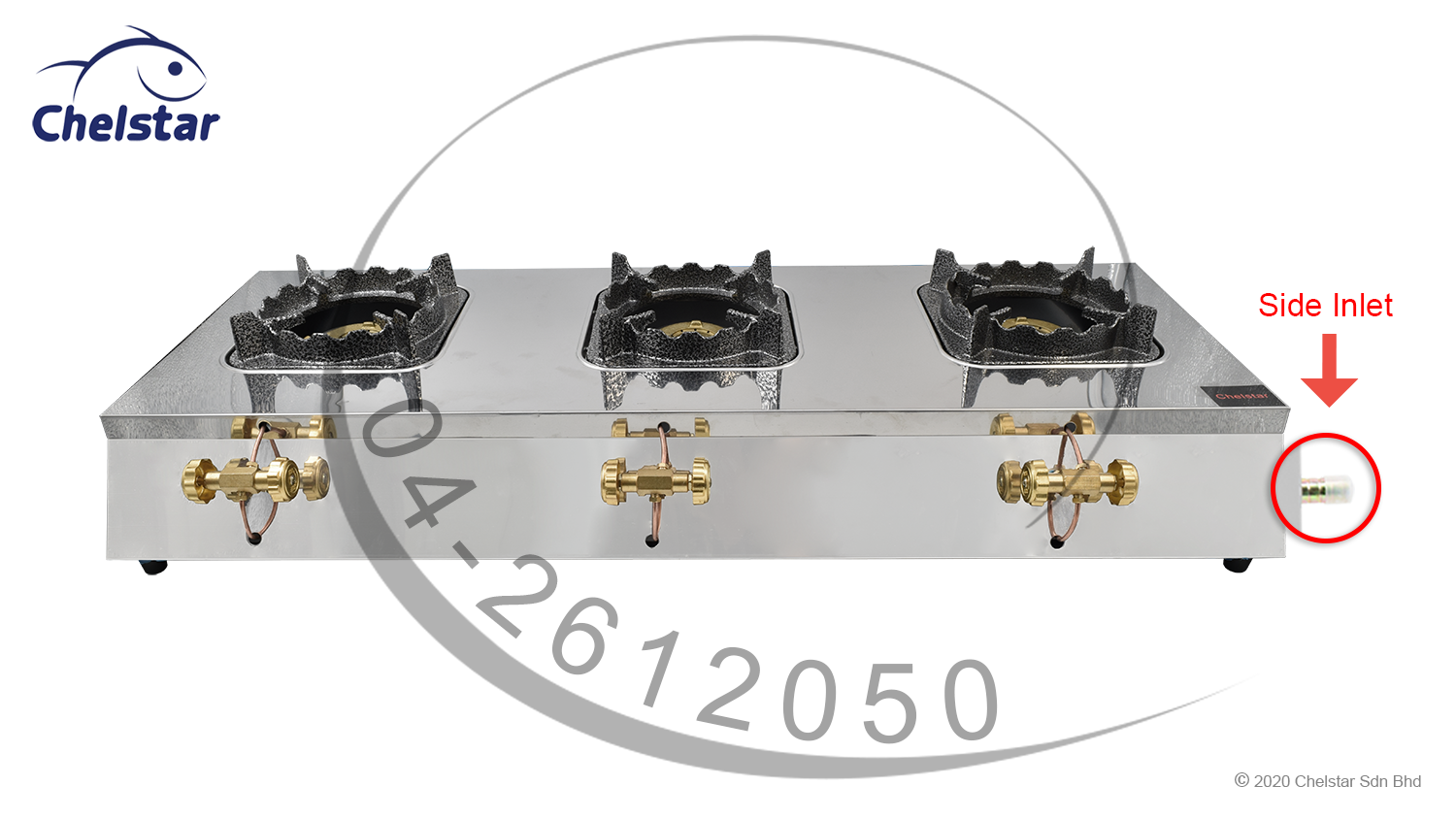 Chelstar Three Burner Commercial Table Top Stove / Gas Cooker (MS30M)