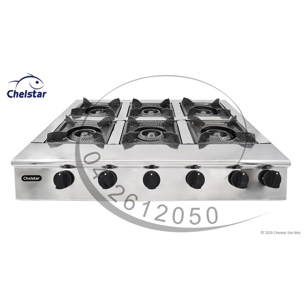 6 burner table top gas cooker