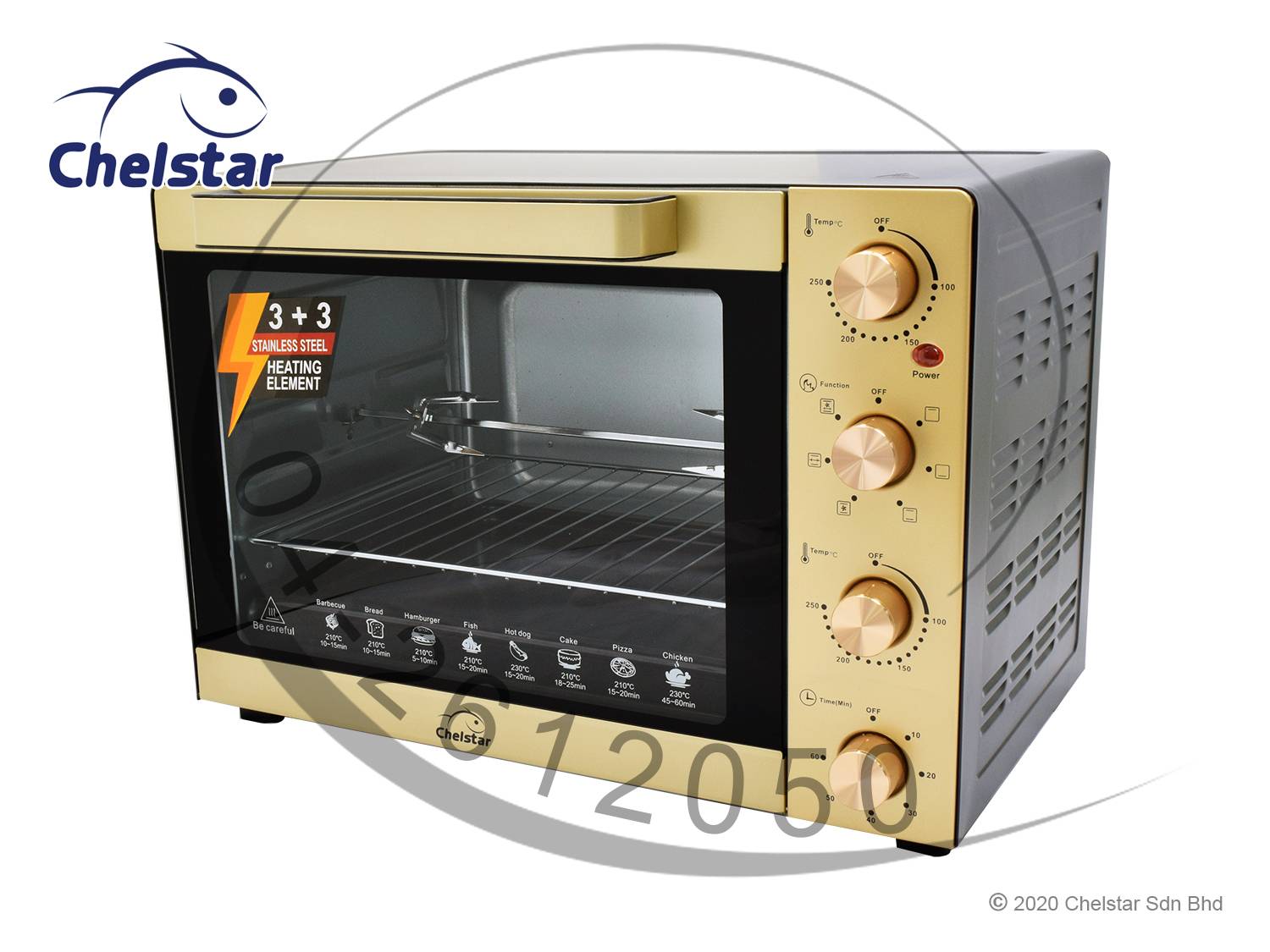 Chelstar 60L Electric Oven + Separate Upper Lower Temperature Control 3